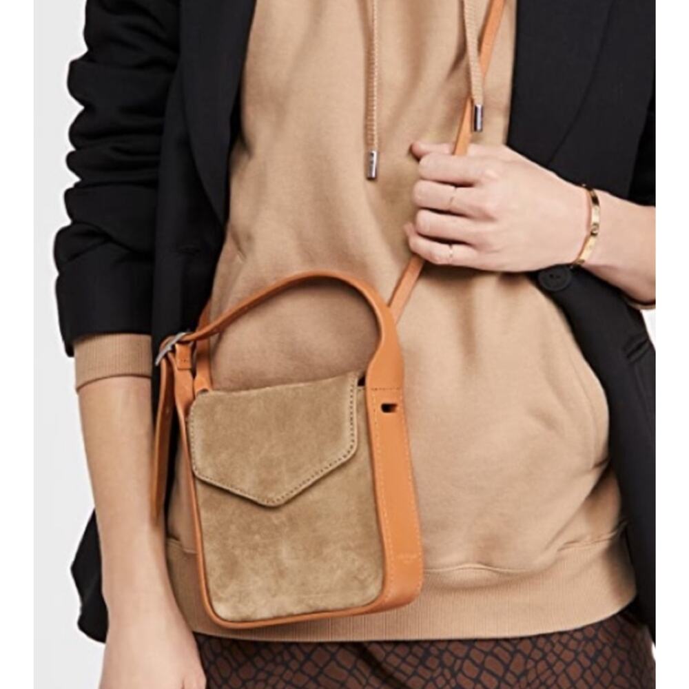 Rag & Bone Journee Suede Leather Crossbody Bag Tan Beige Mini - Picture 2 of 12